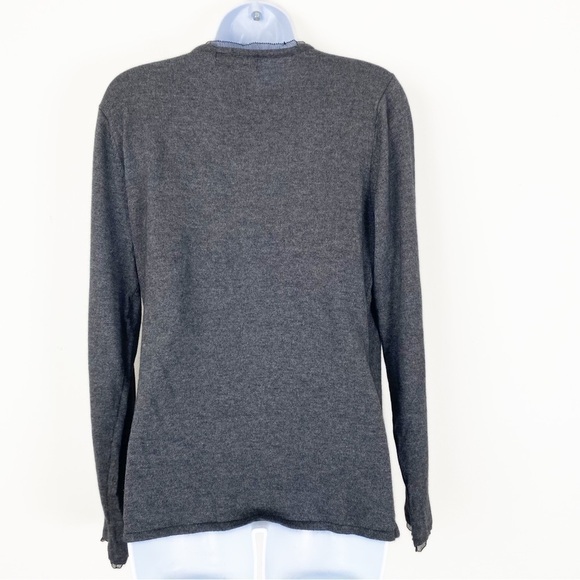 COLDWATER CREEK Cashmere Angora Blend Surplice V-neck Grey Sweater Medium Soft - Picture 3 of 5